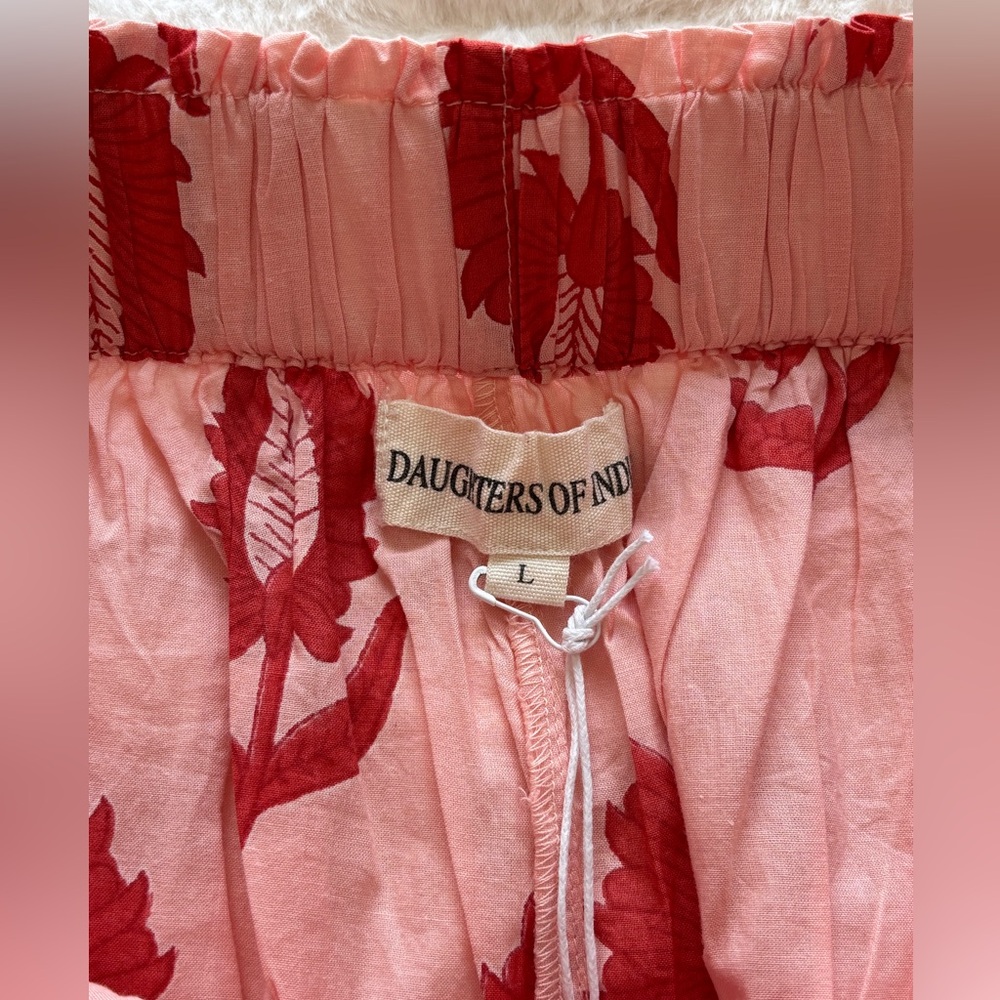 Daughters of India Pink Wide-Leg Jumpsuit with Red Motif - Picture 7 of 13